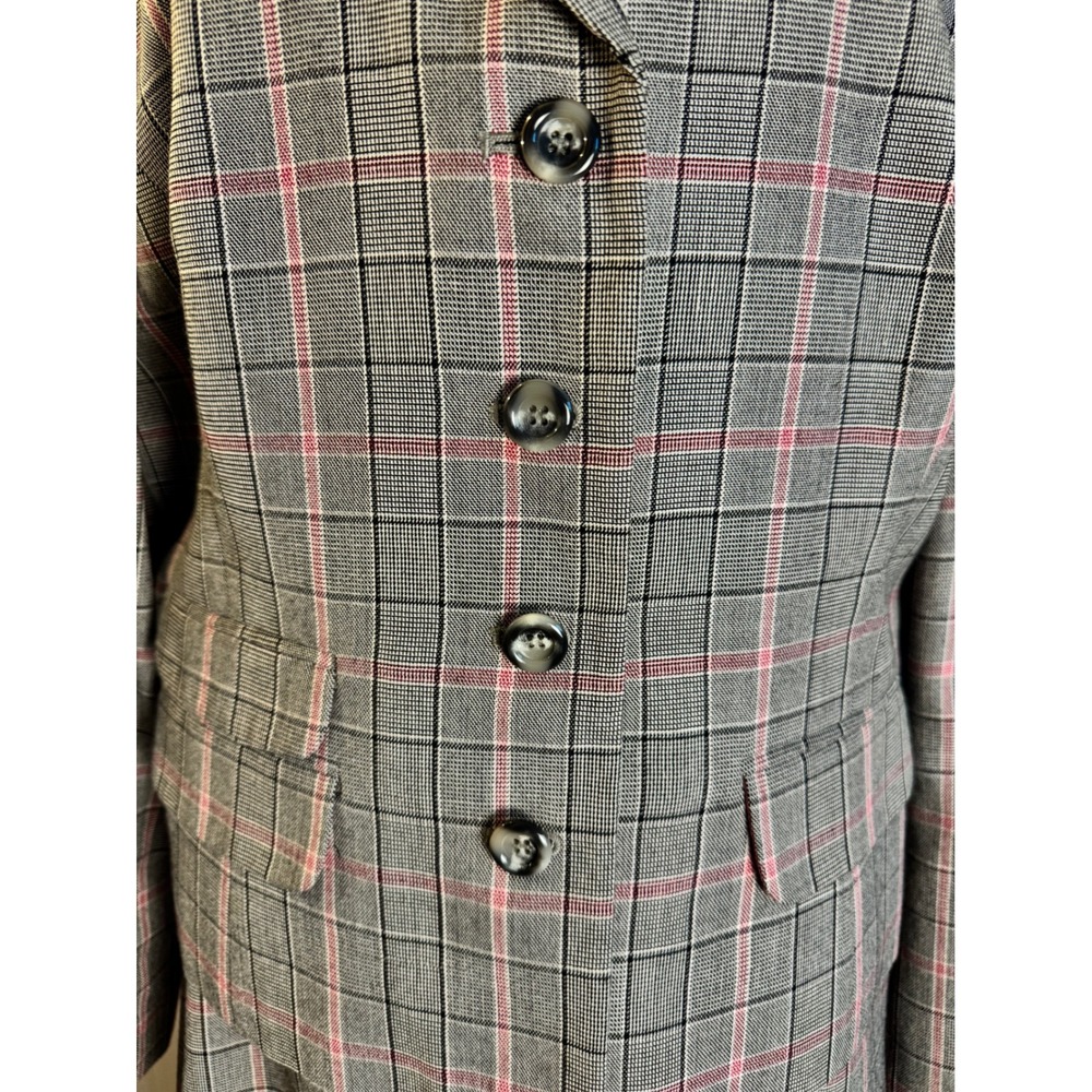 Sag Harbor Suit Womens 16 Gray Pink Plaid Blazer and Skirt Set 2 Piece Vintage - Picture 4 of 16
